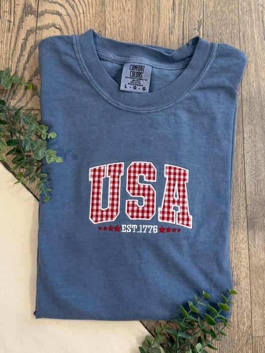 USA Red Gingham T-shirt